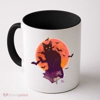 Cool Halloween Black Cat Moon Coffee Mug thumb 0