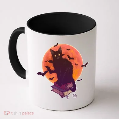 Cool Halloween Black Cat Moon Coffee Mug