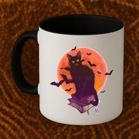 Cool Halloween Black Cat Moon Coffee Mug thumb 2