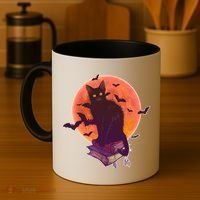 Cool Halloween Black Cat Moon Coffee Mug thumb 4