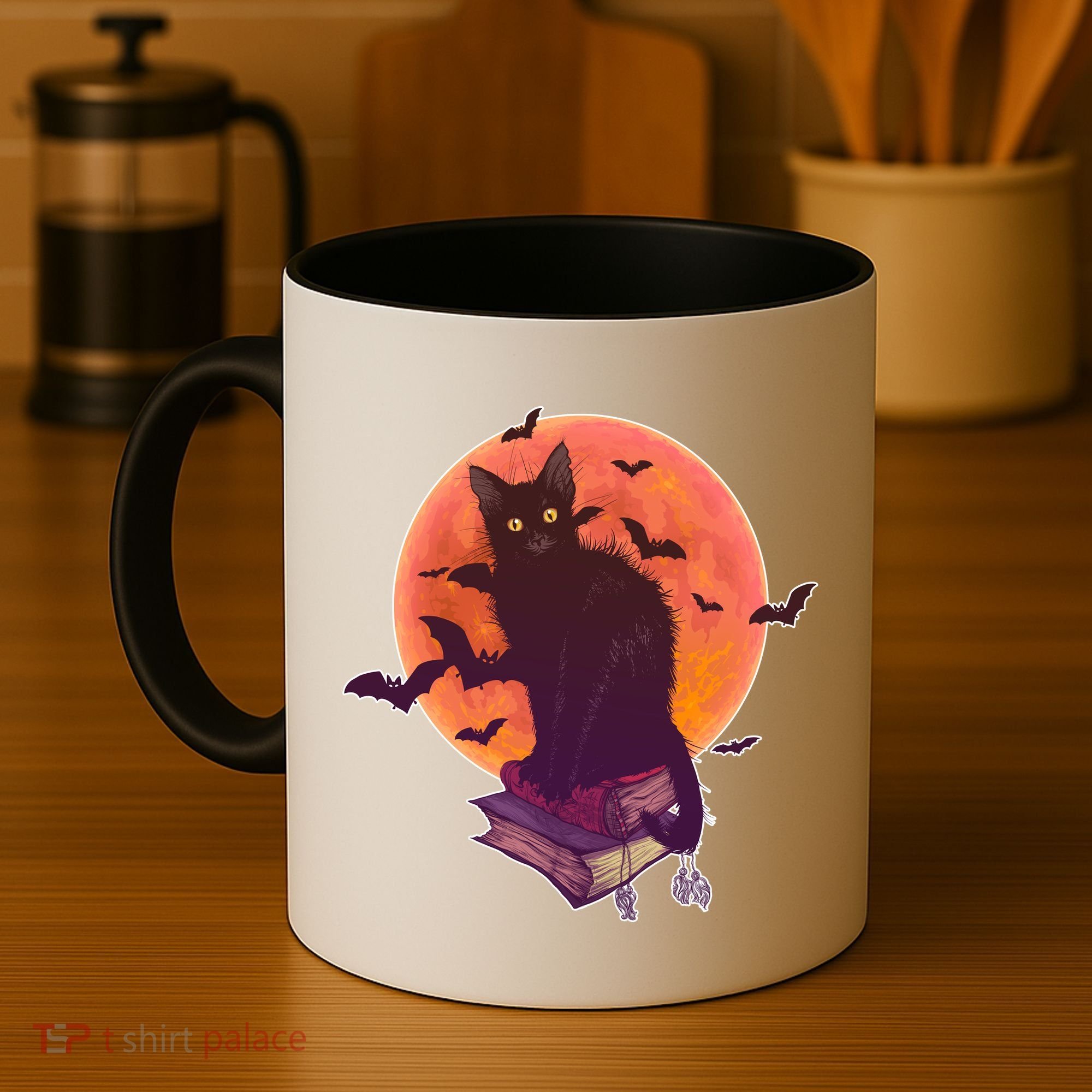 Cool Halloween Black Cat Moon Coffee Mug