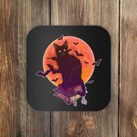 Cool Halloween Black Cat Moon Coaster thumb 0