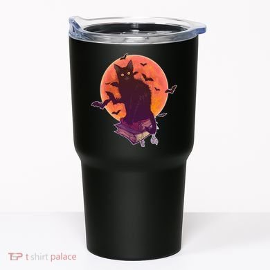 Cool Halloween Black Cat Moon Tumbler