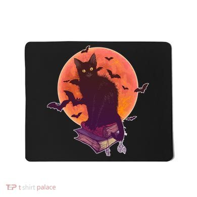 Cool Halloween Black Cat Moon Mousepad