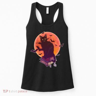 Cool Halloween Black Cat Moon Women's Tank Top
