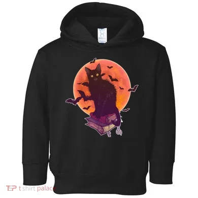 Cool Halloween Black Cat Moon Toddler Hoodie