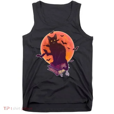 Cool Halloween Black Cat Moon Tank Top
