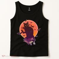 Cool Halloween Black Cat Moon Tank Top thumb 2