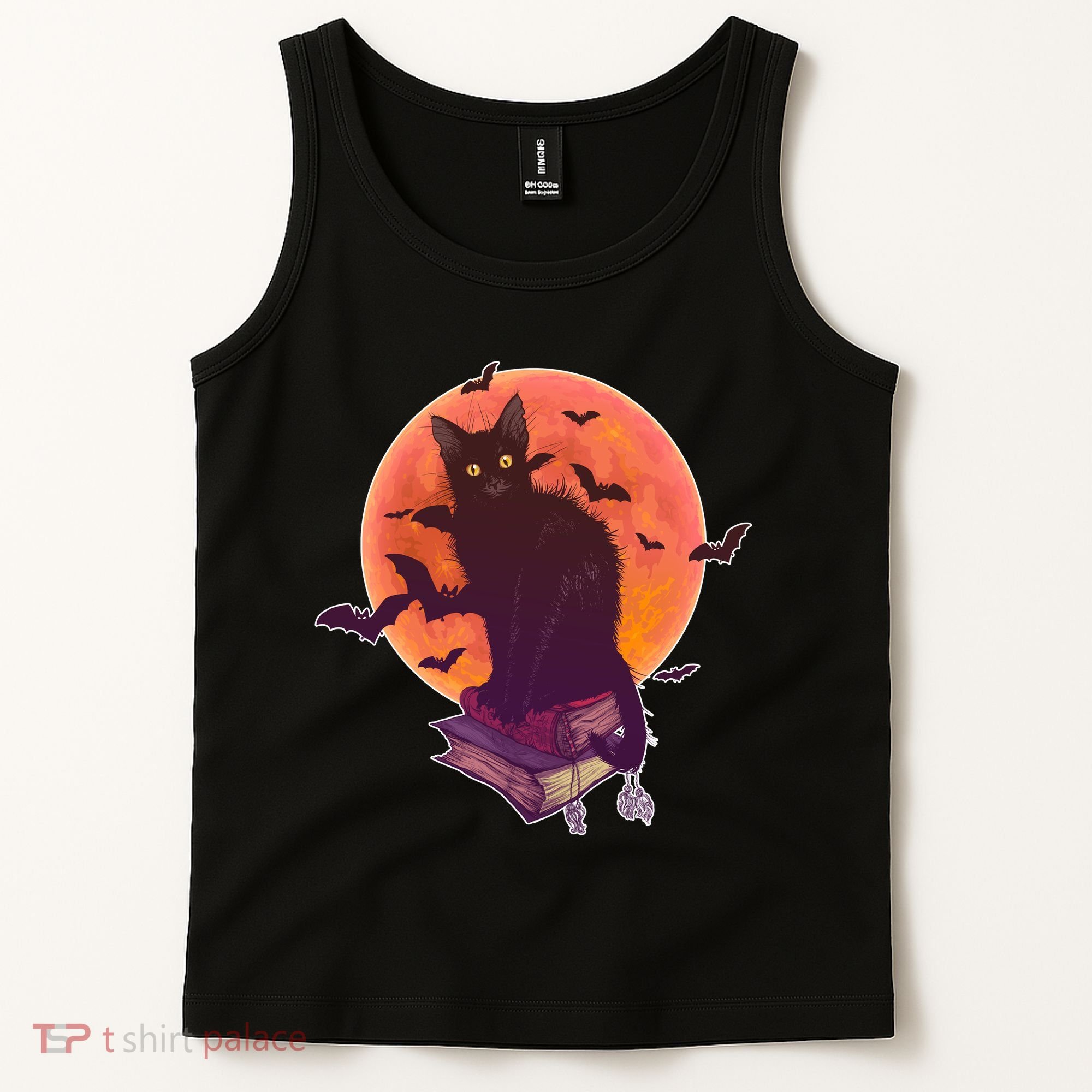 Cool Halloween Black Cat Moon Tank Top
