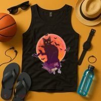 Cool Halloween Black Cat Moon Tank Top thumb 4