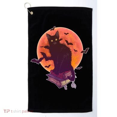 Cool Halloween Black Cat Moon Golf Towel