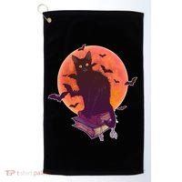 Cool Halloween Black Cat Moon Golf Towel thumb 0