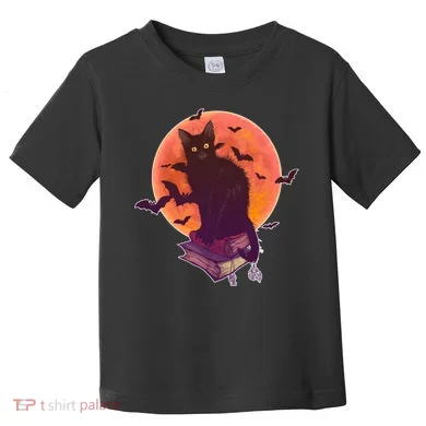 Cool Halloween Black Cat Moon Toddler T-Shirt