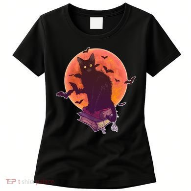 Cool Halloween Black Cat Moon Women's T-Shirt