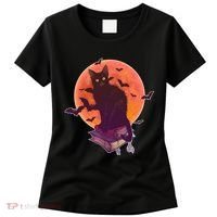 Cool Halloween Black Cat Moon Women's T-Shirt thumb 0