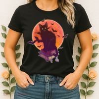 Cool Halloween Black Cat Moon Women's T-Shirt thumb 2