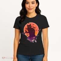 Cool Halloween Black Cat Moon Women's T-Shirt thumb 4