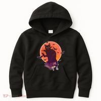 Cool Halloween Black Cat Moon Kids Hoodie thumb 0