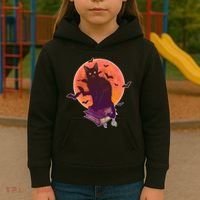 Cool Halloween Black Cat Moon Kids Hoodie thumb 3