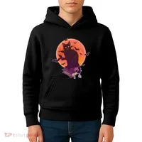 Cool Halloween Black Cat Moon Kids Hoodie thumb 4