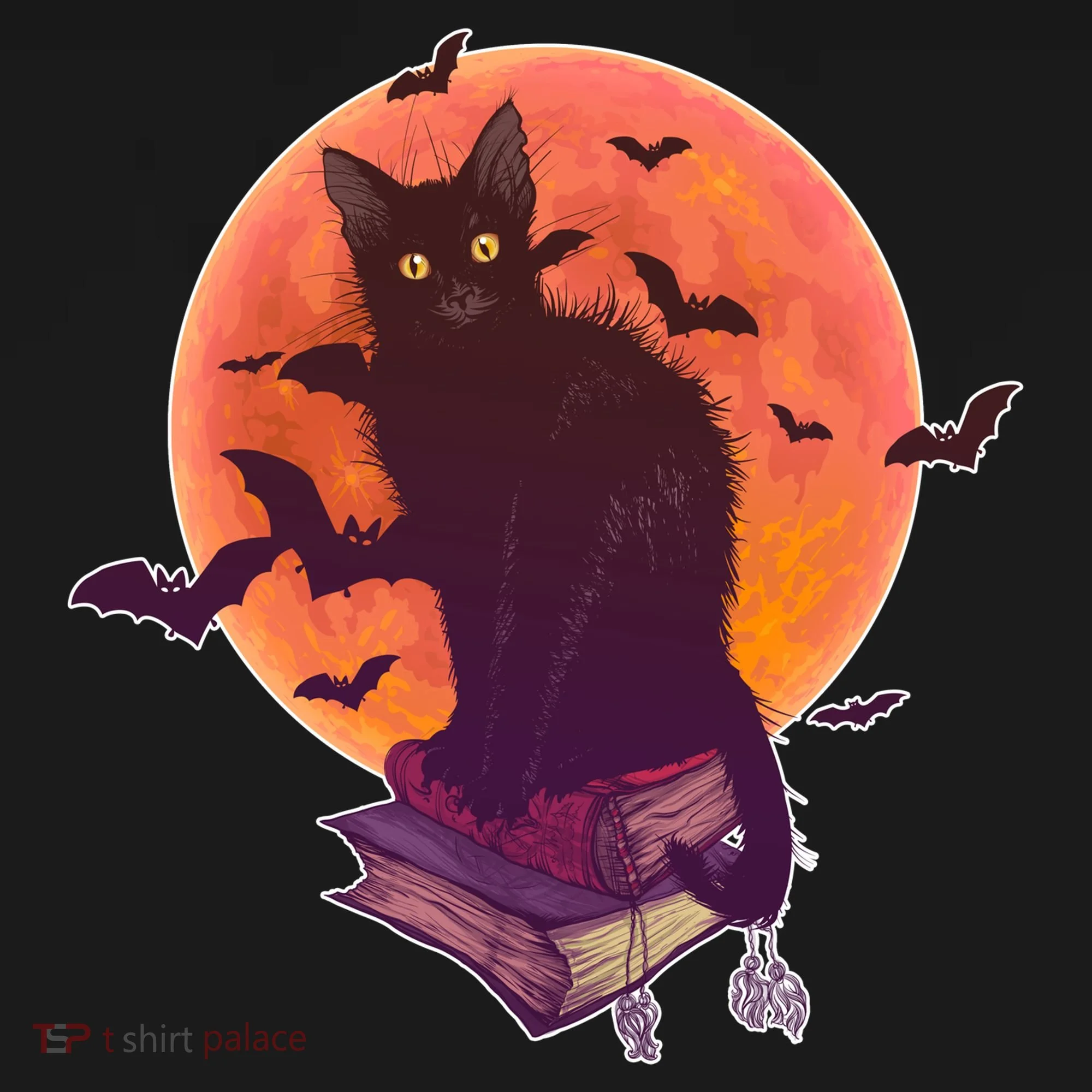 Cool Halloween Black Cat Moon Kids Long Sleeve Shirt