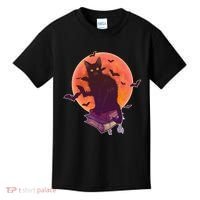 Cool Halloween Black Cat Moon Kids T-Shirt thumb 0