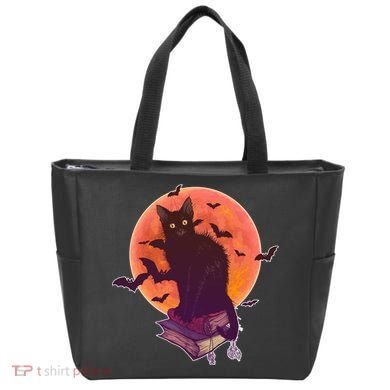 Cool Halloween Black Cat Moon Tote Bag