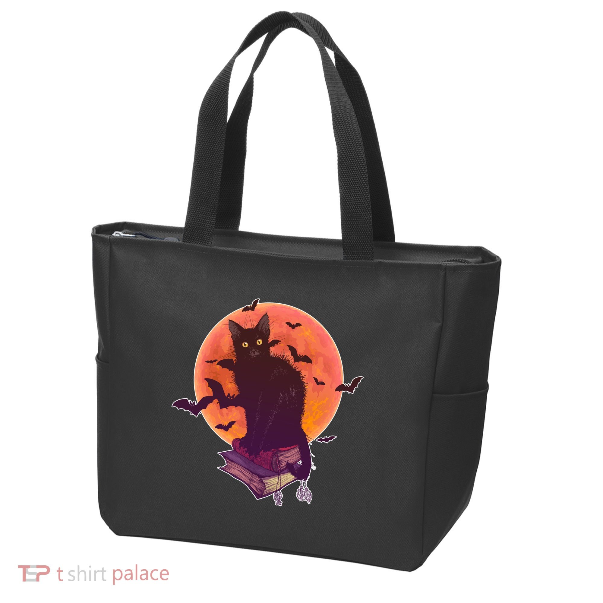 Cool Halloween Black Cat Moon Tote Bag