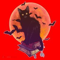 Cool Halloween Black Cat Moon Santa Hat thumb 1