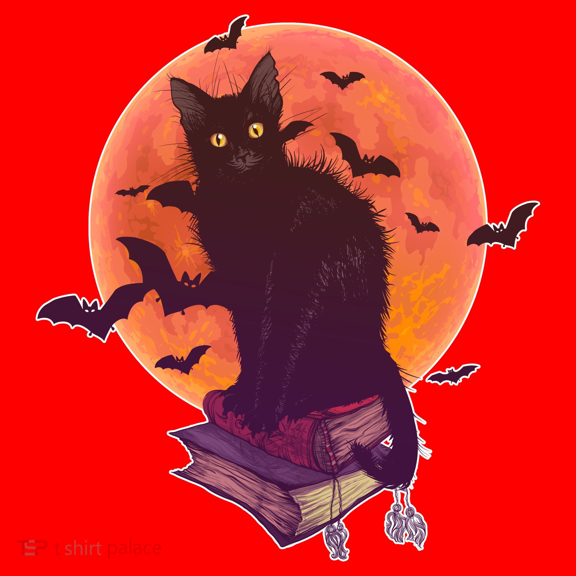 Cool Halloween Black Cat Moon Santa Hat