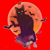 Cool Halloween Black Cat Moon Santa Hat thumb 1