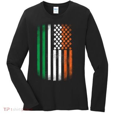 Cool Irish American Flag Women's Long Sleeve Shirt