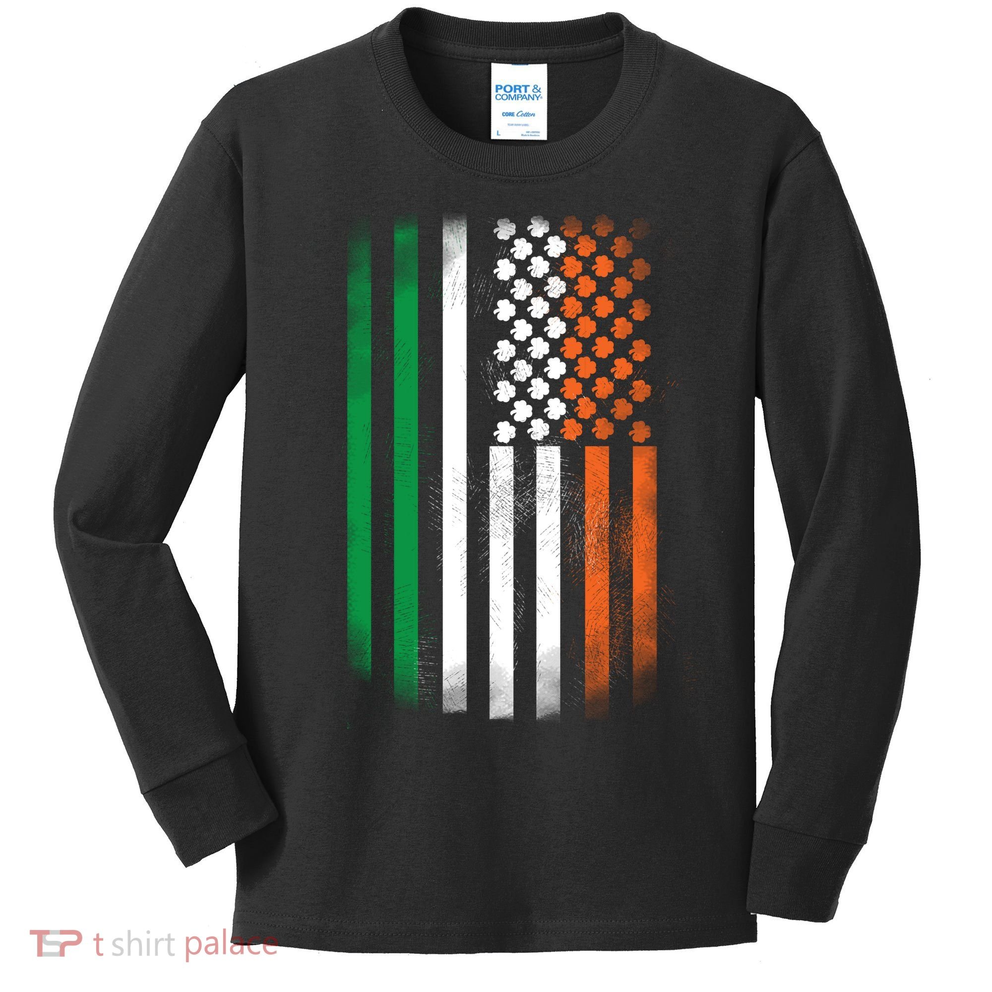 Cool Irish American Flag Kids Long Sleeve Shirt