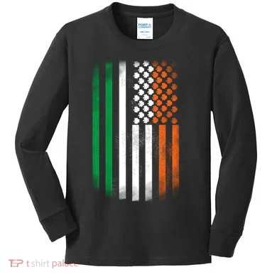 Cool Irish American Flag Kids Long Sleeve Shirt