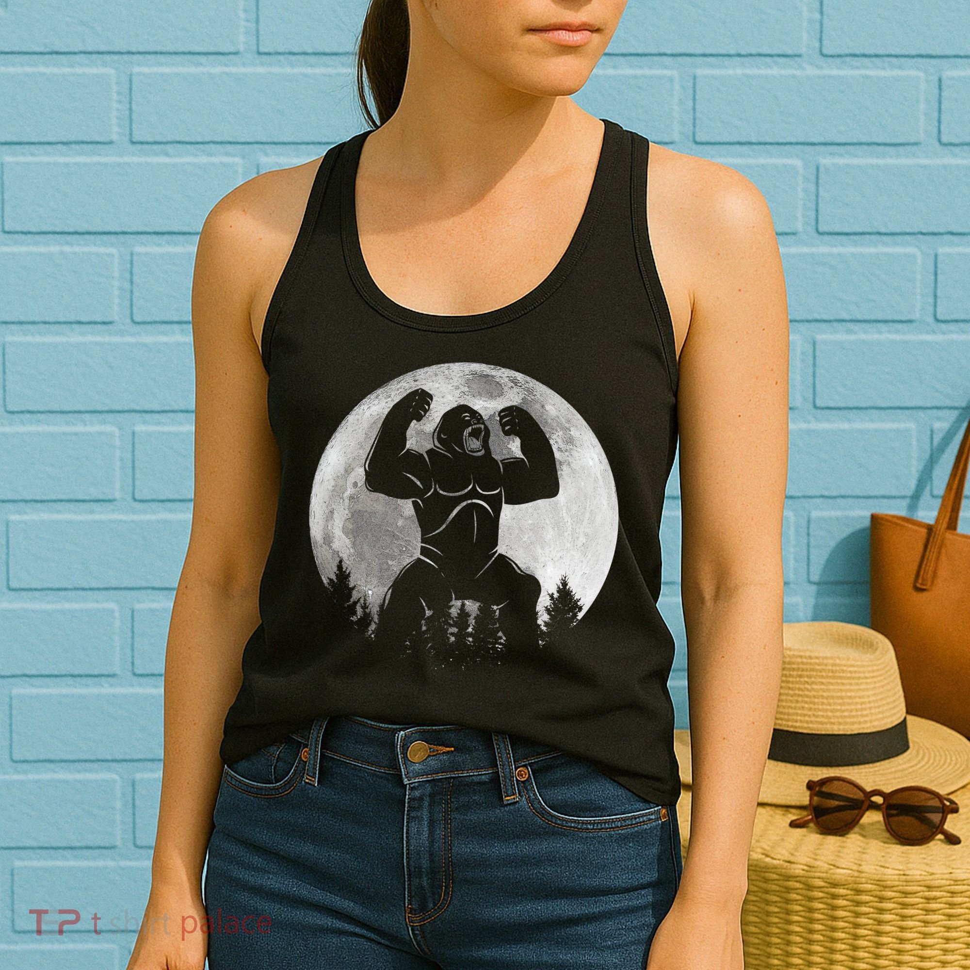 Cool King Kong Monster Full Moon Women's Tank Top