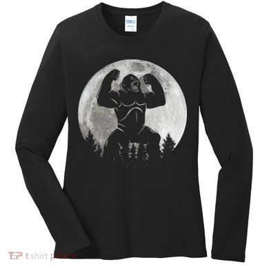 Cool King Kong Monster Full Moon Women's Long Sleeve Shirt