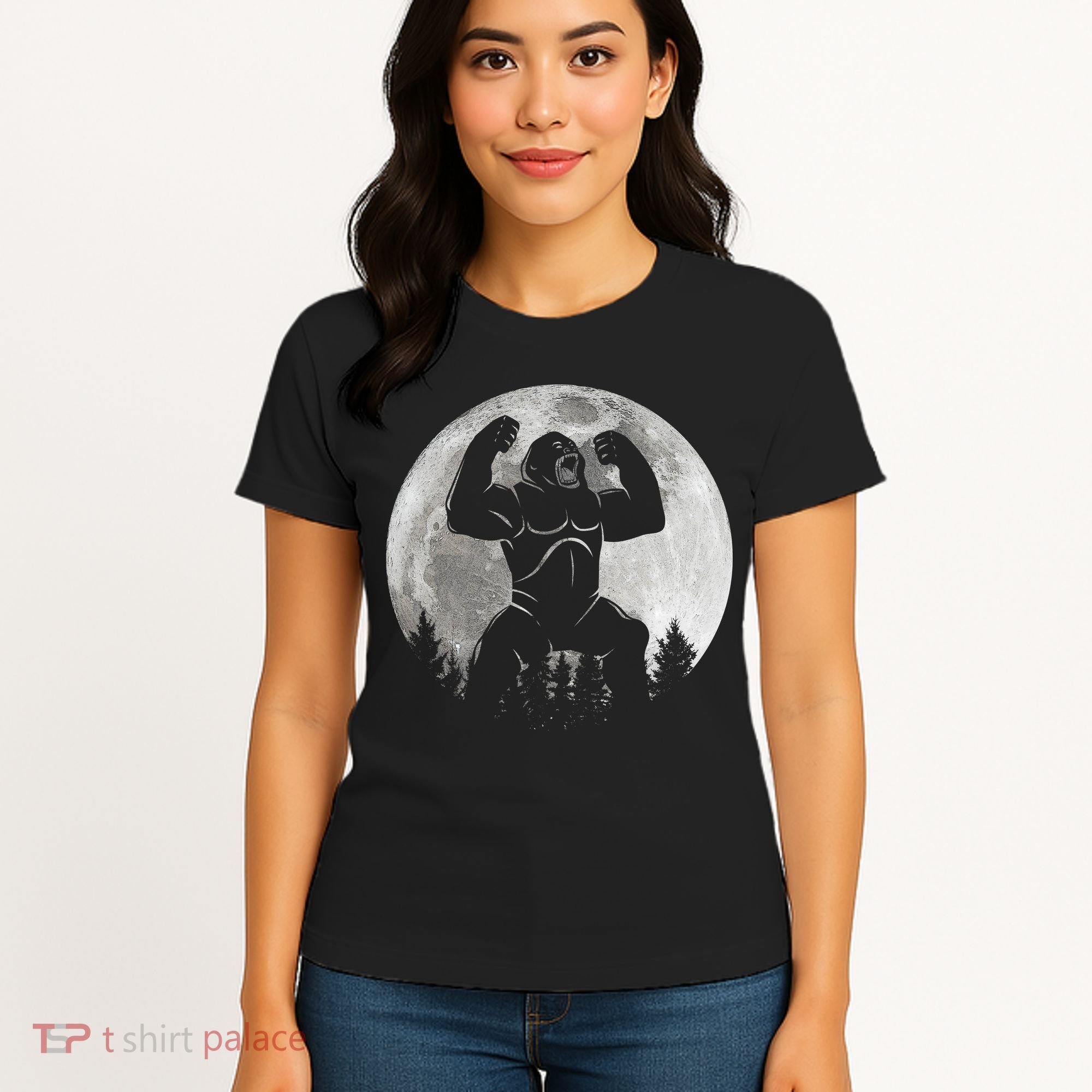 Cool King Kong Monster Full Moon Women's T-Shirt