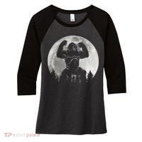 Cool King Kong Monster Full Moon Women's Tri-Blend 3/4-Sleeve Raglan Shirt thumb 0
