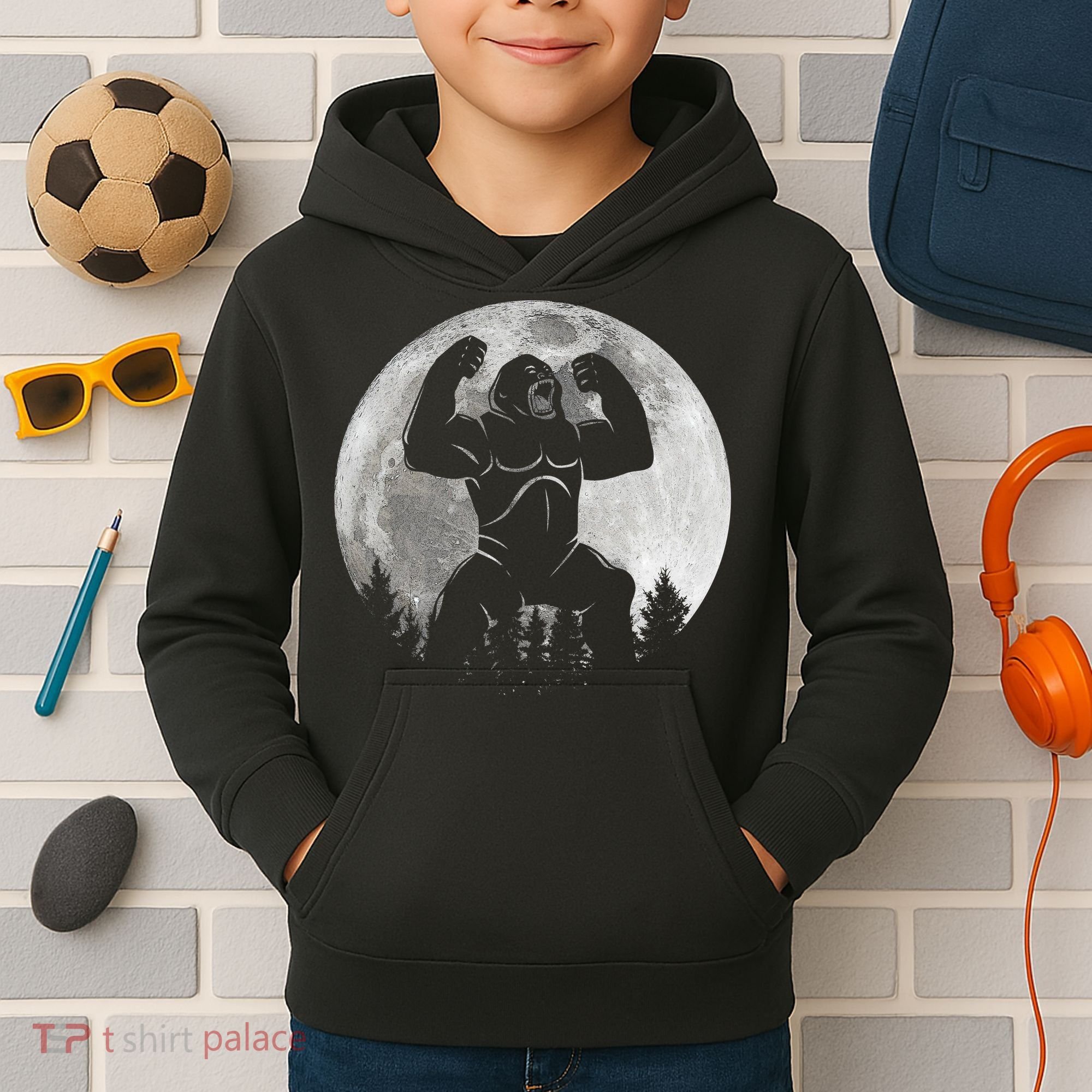 Cool King Kong Monster Full Moon Kids Hoodie