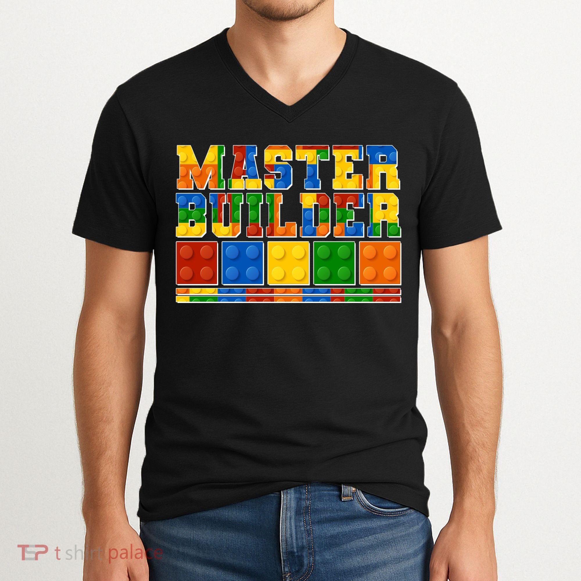 Cool Master Builder Lego Fan V-Neck T-Shirt