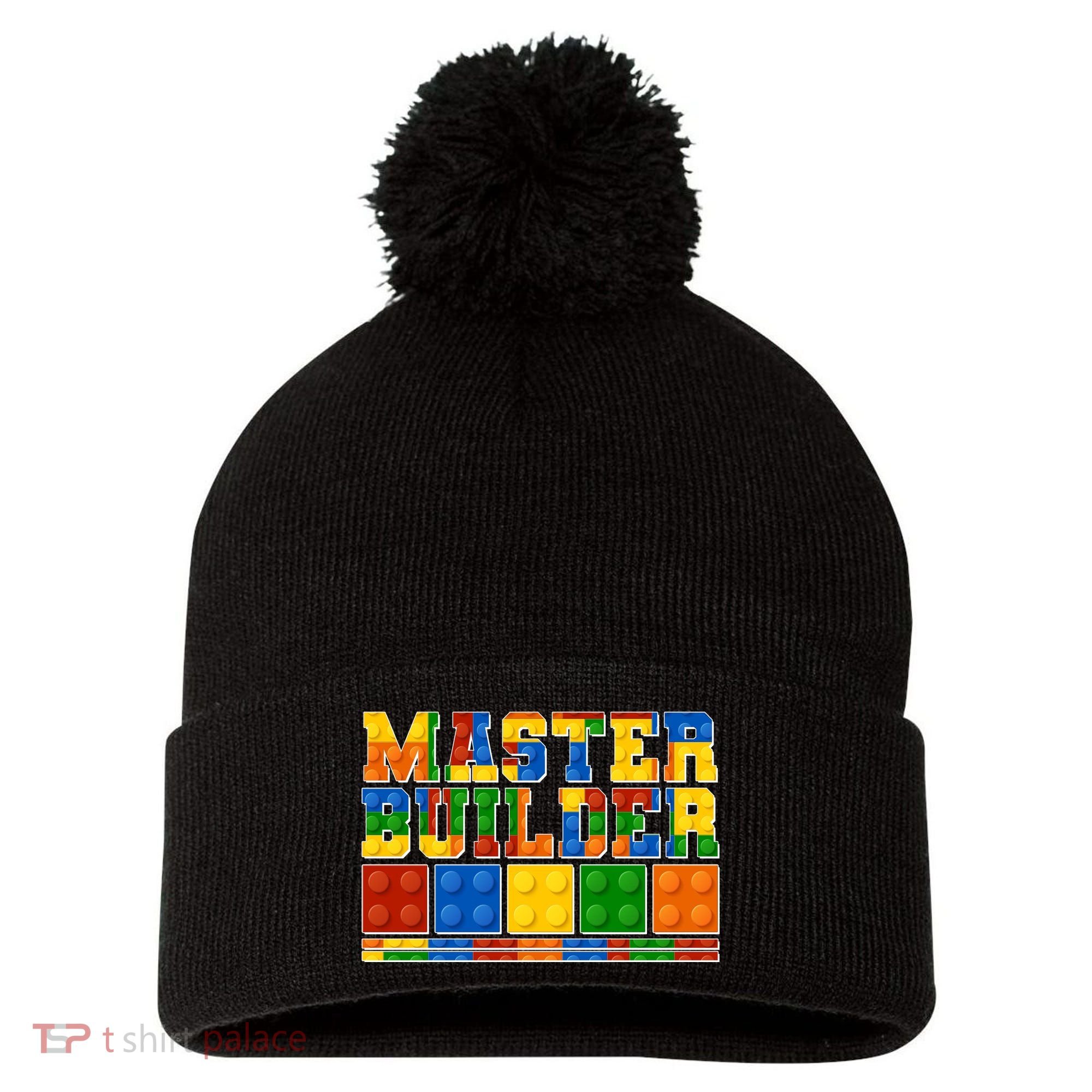 Cool Master Builder Lego Fan Pom Pom 12in Knit Beanie