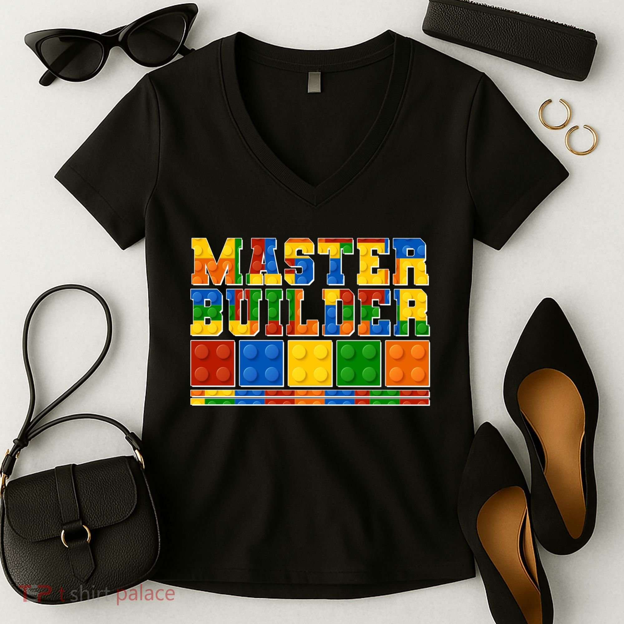 Cool Master Builder Lego Fan Women's V-Neck T-Shirt