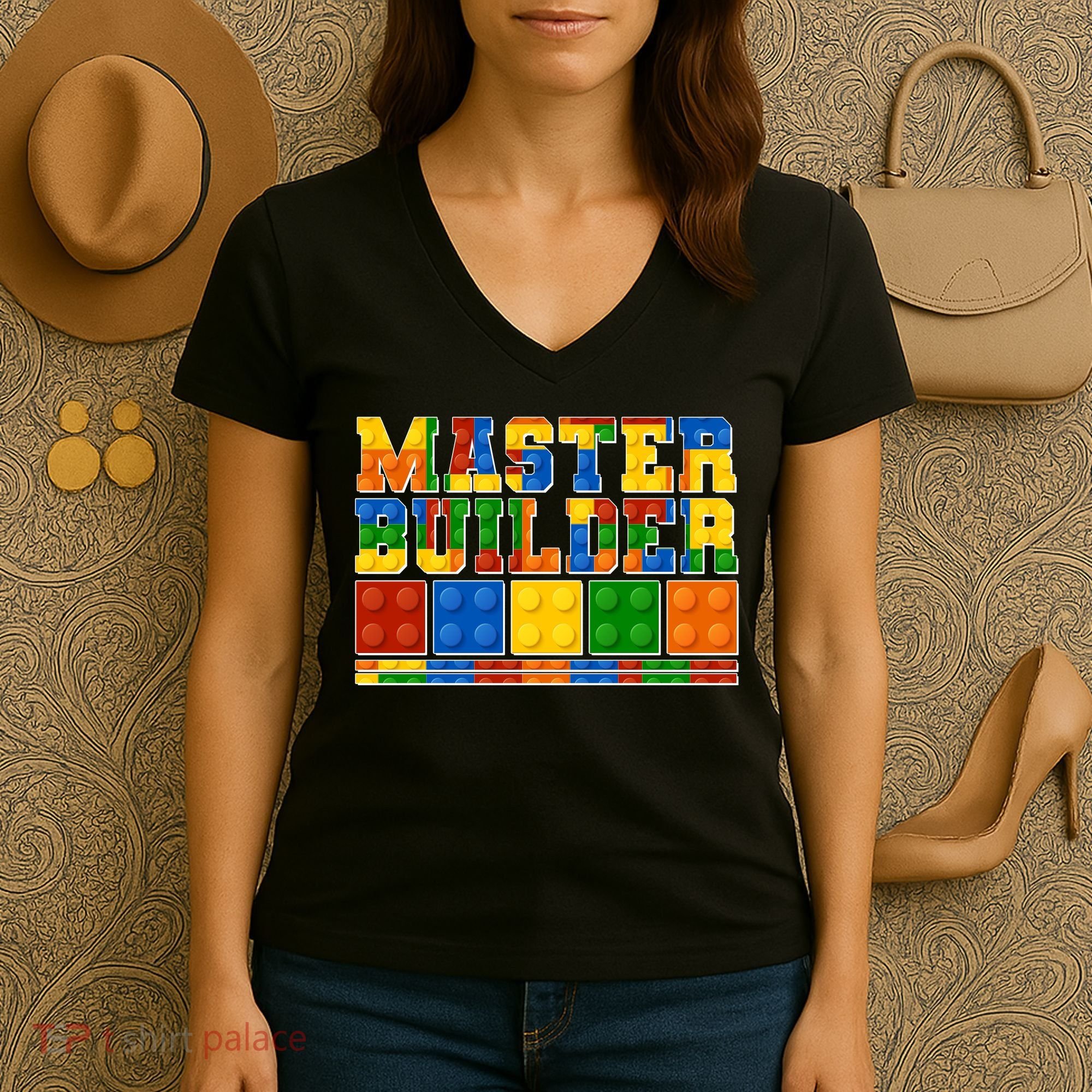 Cool Master Builder Lego Fan Women's V-Neck T-Shirt