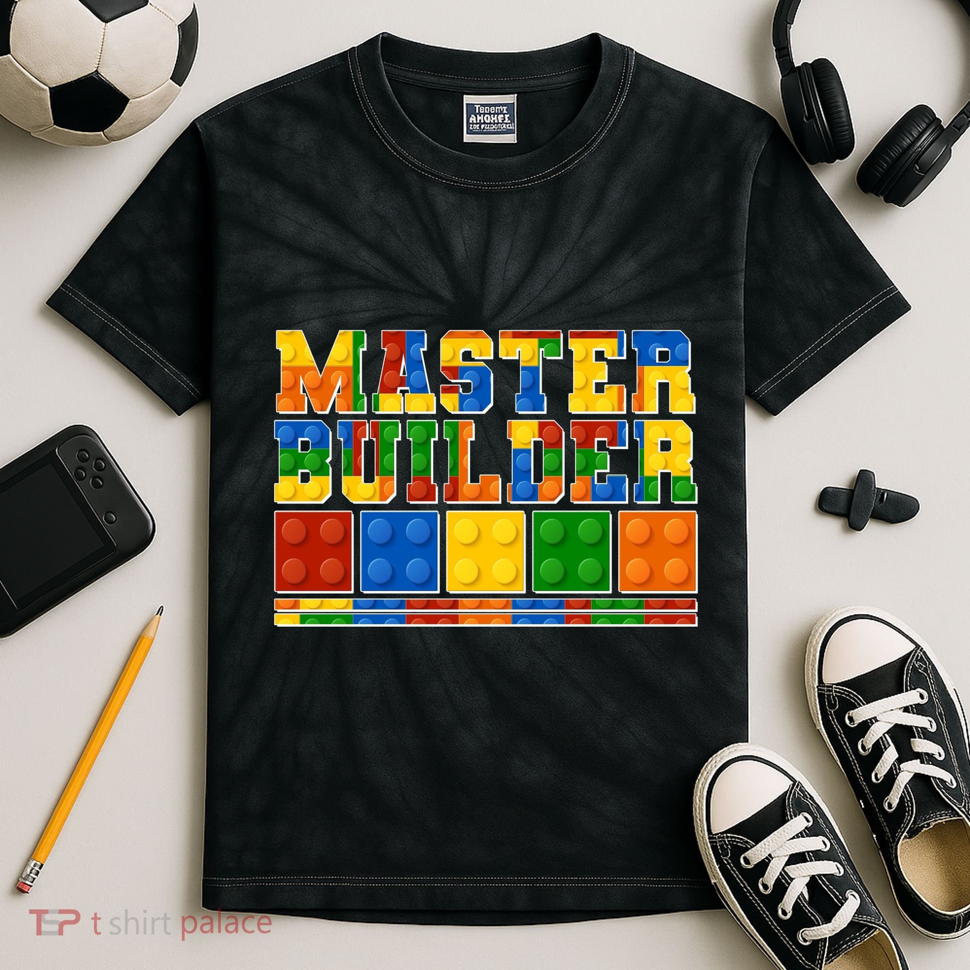 Cool Master Builder Lego Fan Kids Tie-Dye T-Shirt