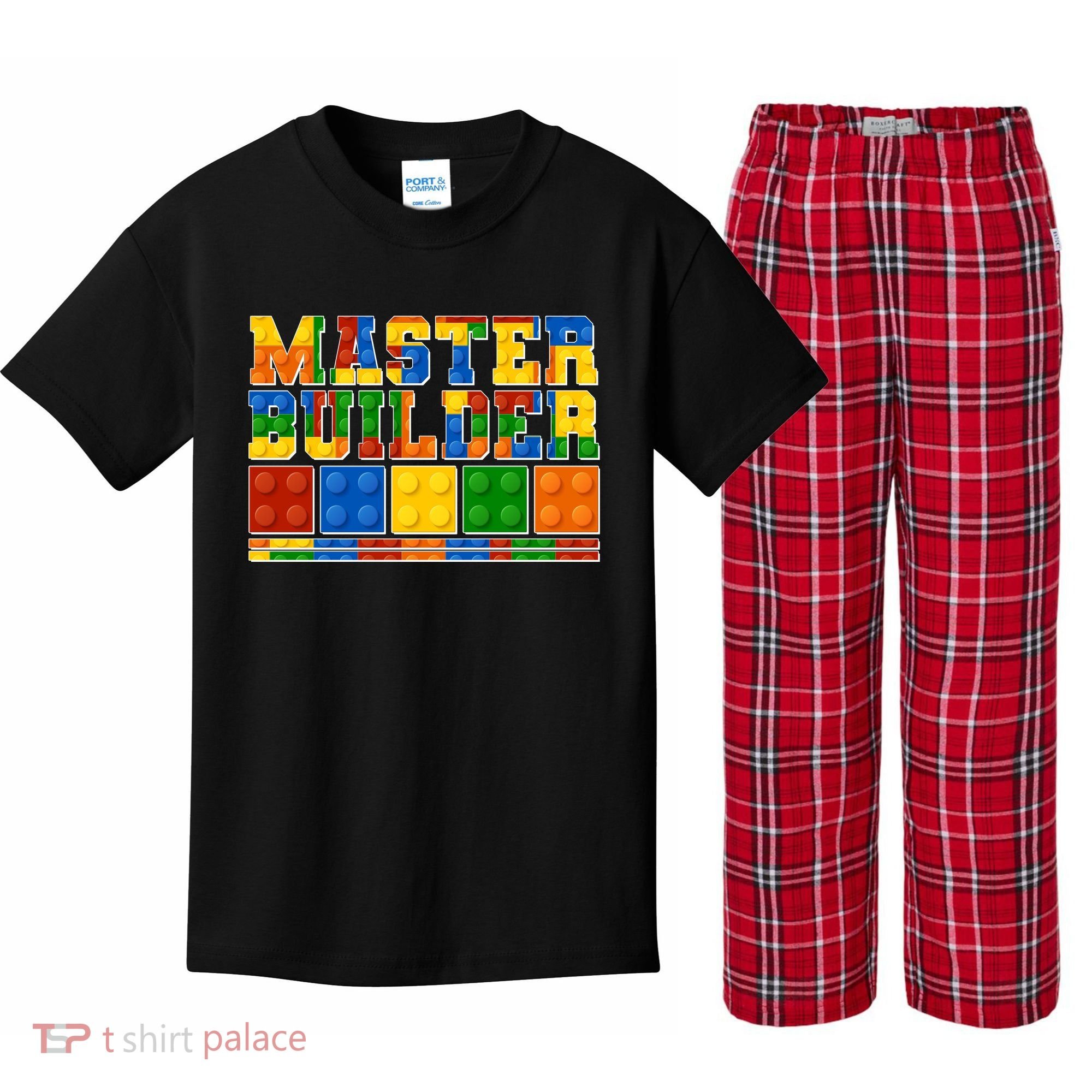 Cool Master Builder Lego Fan Kids Plaid Pajama Set