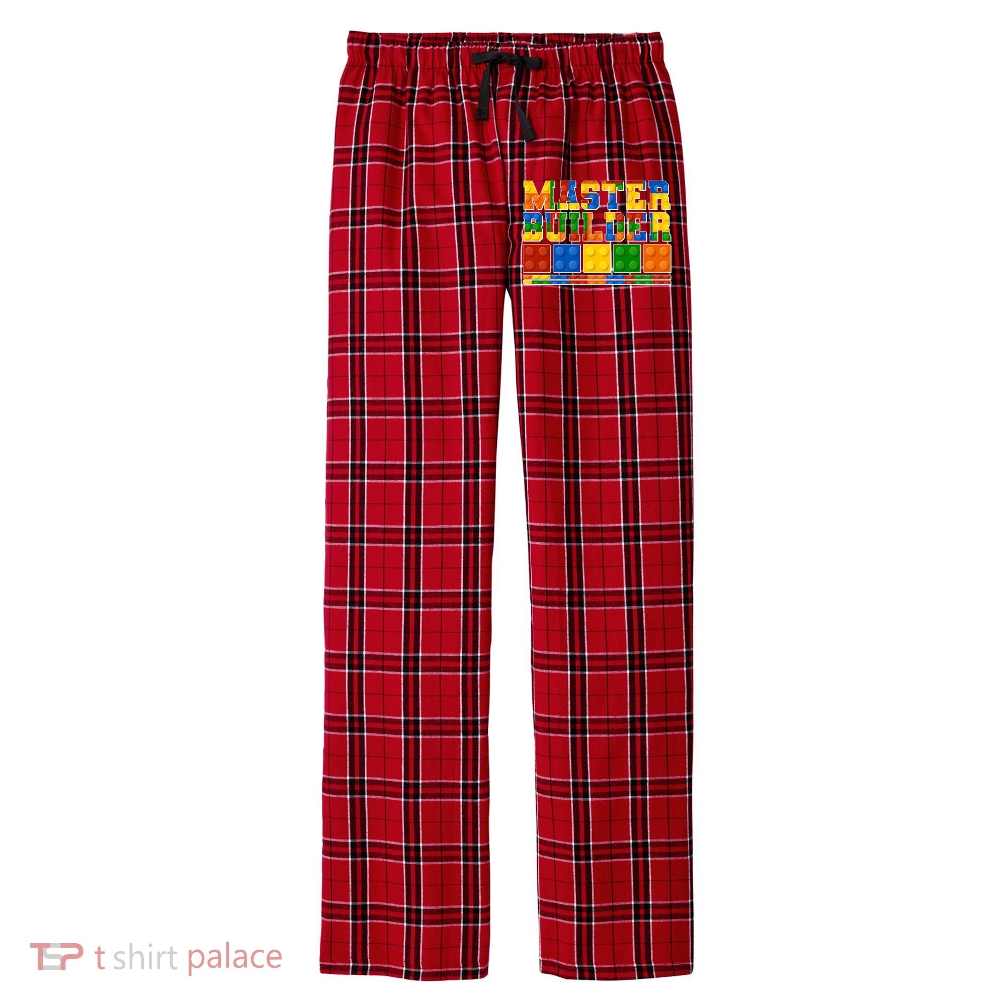 Cool Master Builder Lego Fan Men's Flannel Plaid Pajama Pants