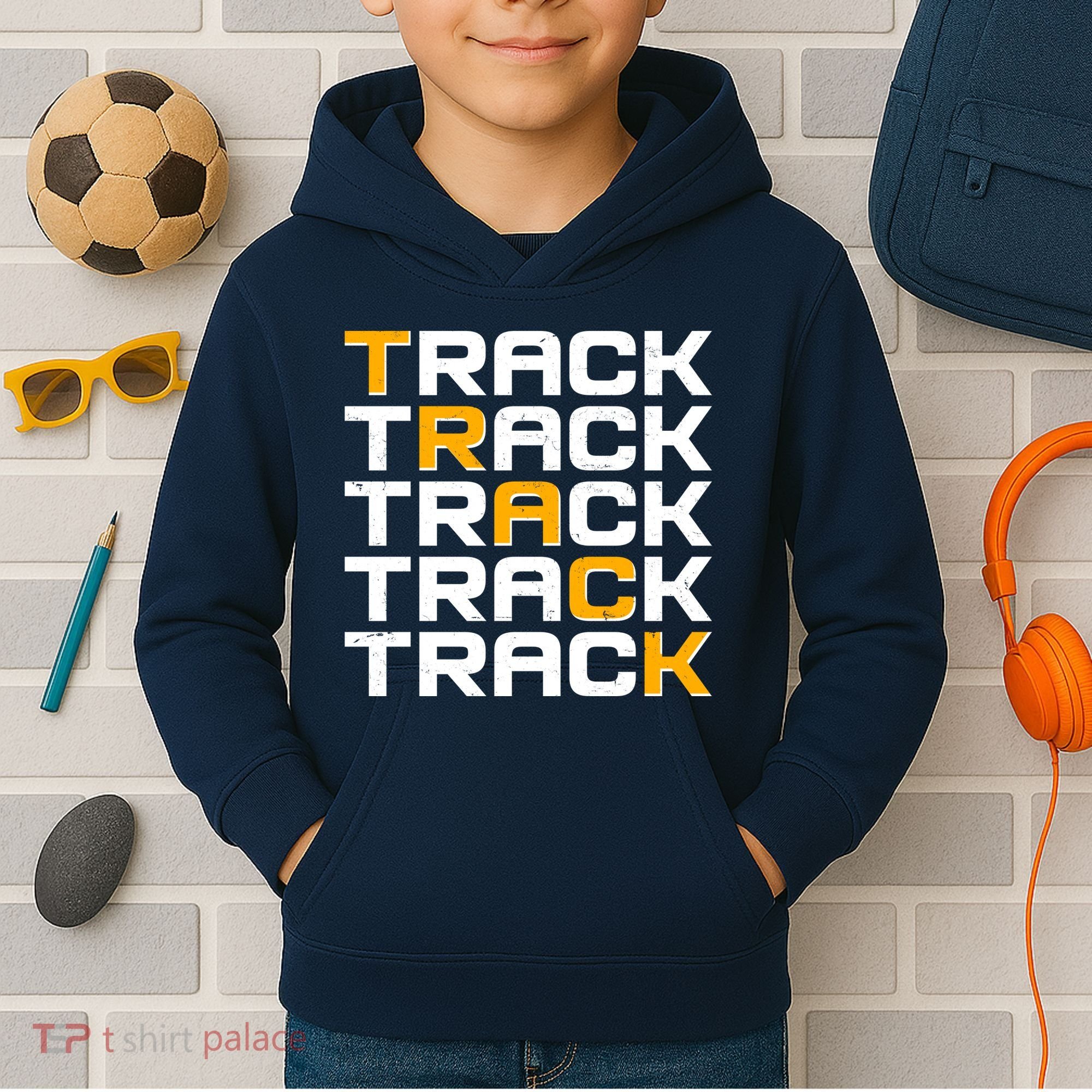 Cool Modern Track & Field Pattern Kids Hoodie