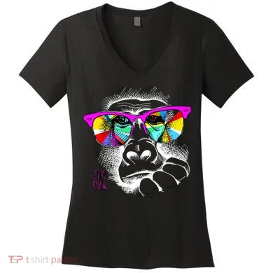 Cool Monkey Women's V-Neck T-Shirt