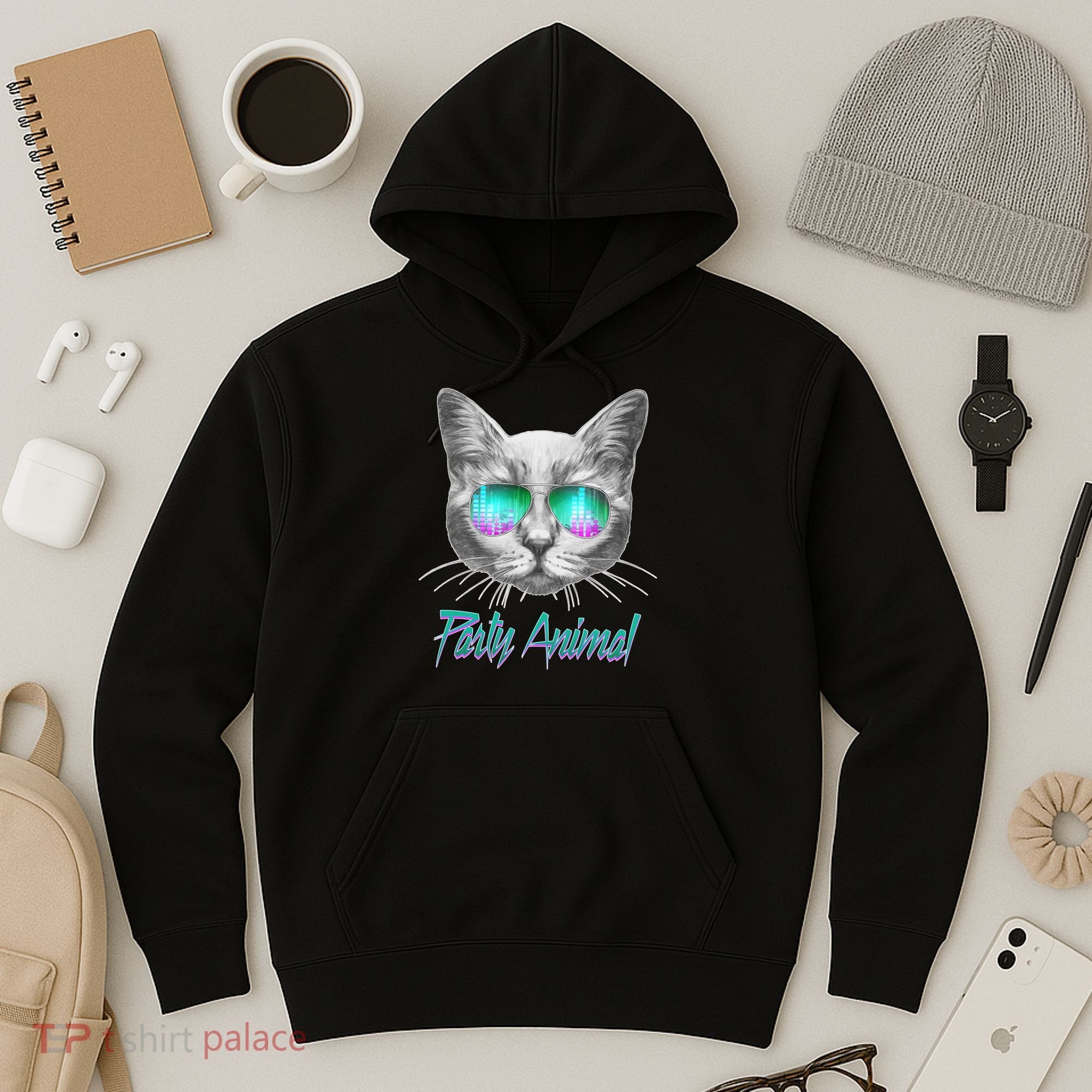 Cool Party Animal Cat Hoodie