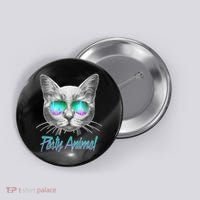 Cool Party Animal Cat Button thumb 0